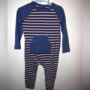 Tea Collection Navy and Red Striped Kids Footie